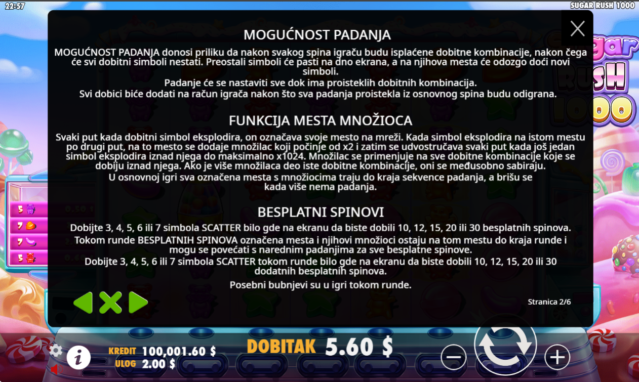 Sugar Rush 1000 RTP, maksimalni dobici i volatilnost