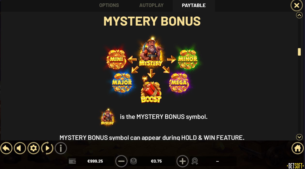 Bonusi i specijalne mogućnosti igre Gold Nugget Rush – Hold & Win