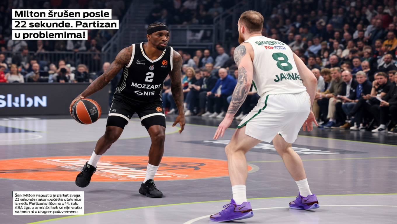 Milton srušen posle 22 sekunde. Partizan u problemima!
