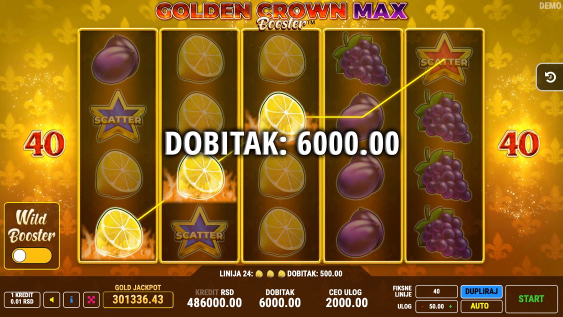 Bonusi i Posebne Funkcije Igre Golden Crown Max Booster