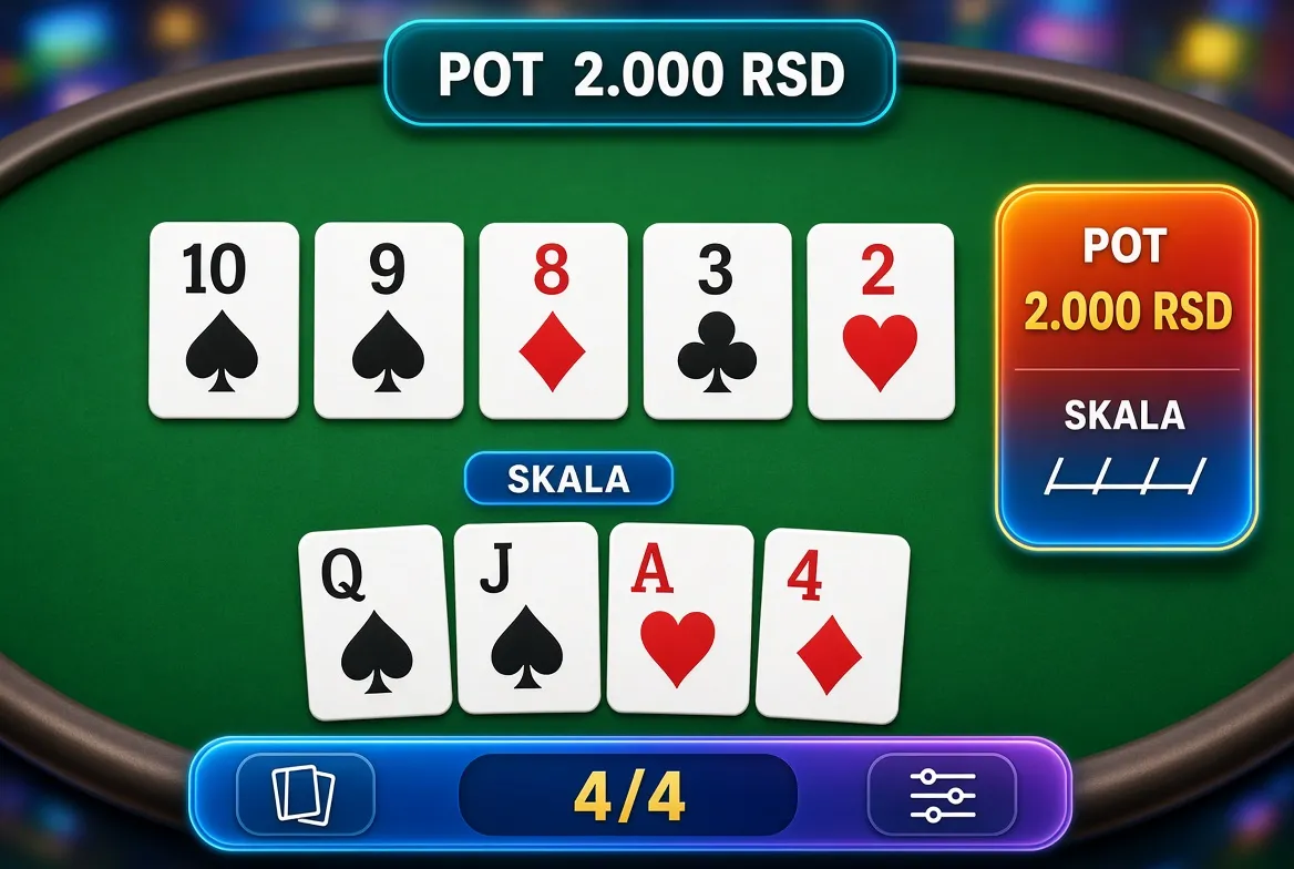 Primer Omaha poker partije: Ulog, kombinacija i isplata