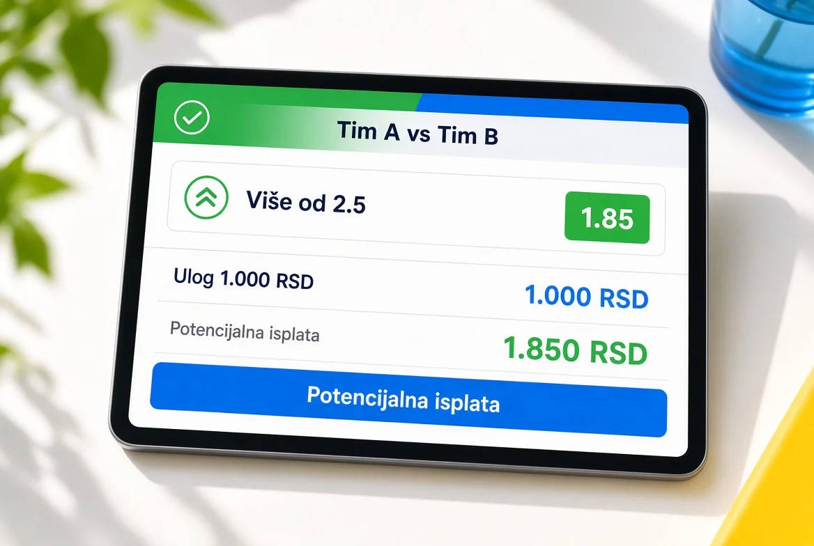 Primer over/under tiketa sa kvotom i isplatom